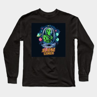 alien-riding-ufo-as-gamer-esport-logo Long Sleeve T-Shirt